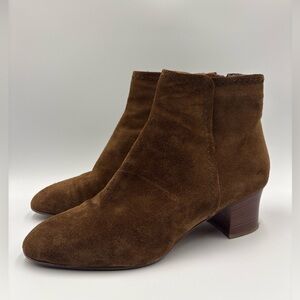 Aquatalia Florine Suede Booties Boots Womens Size 7.5 Brown Color Side Zip
